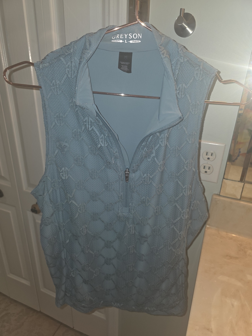 Greyson Sleeveless Sky Blue Quarter-Zip Golf Tank